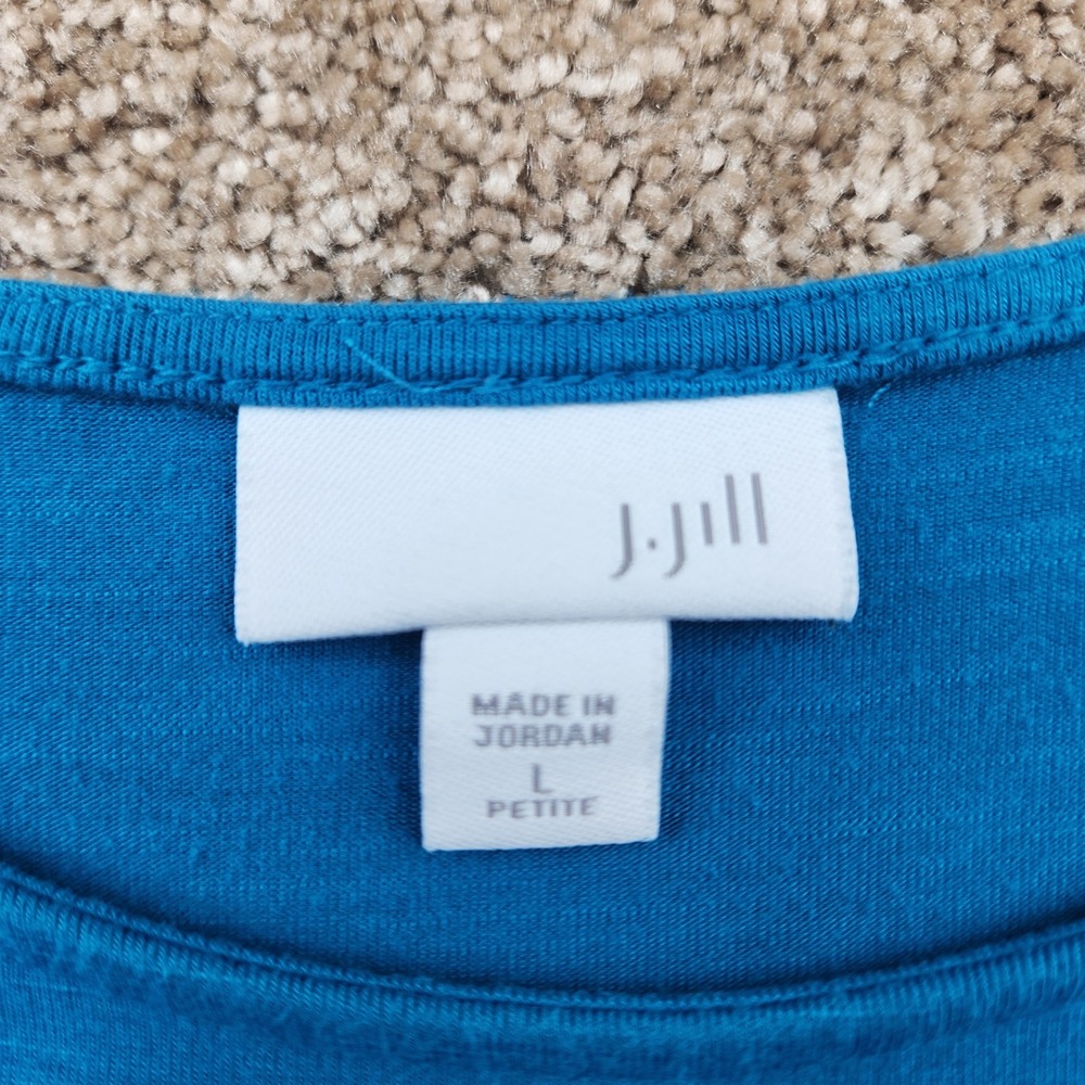 J. Jill Womens Large Petite Teal Blue Sleeveless Slub Knit Maxi Dress Pockets - Picture 3 of 6
